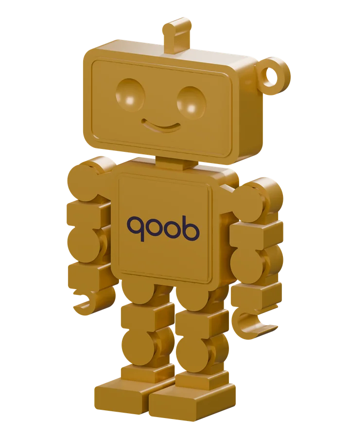 Qooboid in Champagne Gold, angled view